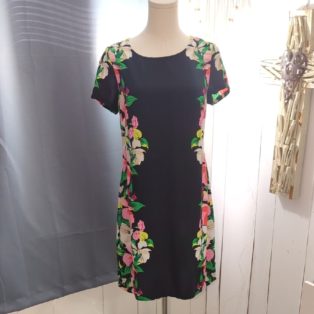 Old Navy Black Floral-Trim Mini Dress